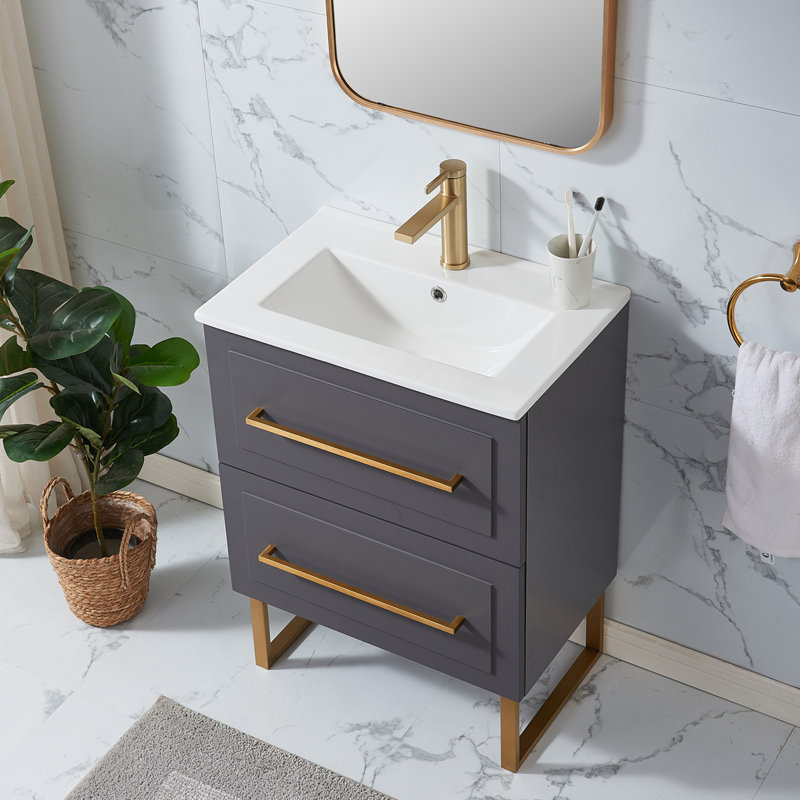 Mercer41 Marylee 24'' Dark Grey Modern Freestanding 2drawer Single